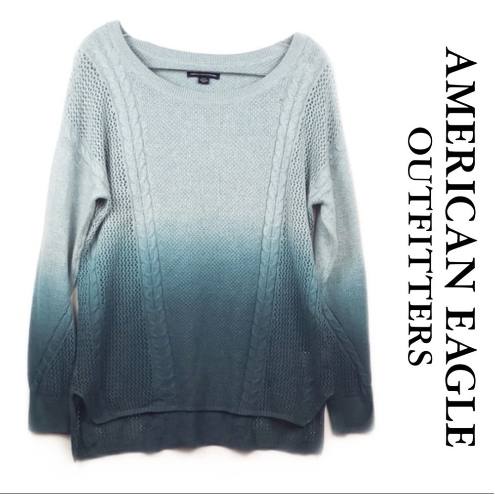 American Eagle Lightweight Ombré Blue Wool Sweater